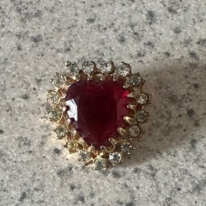 Heart-Shaped Red and Gold Pin